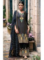 Chinnon Silk Navy Blue Traditional Wear Embroidery Work Readymade Palazzo Suit